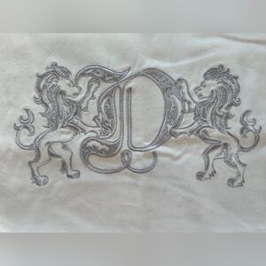 Dior Luxury Embroidered Drawstring Dust Bag in White with Gray Crest